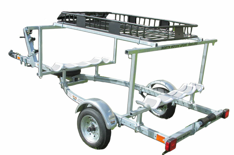 DOUBLE FISHING KAYAK TRAILER - 12/14 2 Kayaks with or without Storage -  North Woods Sport Trailers